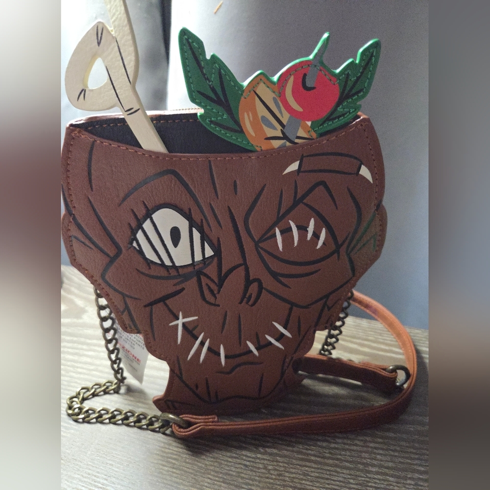 Disney Parks Loungefly Trader Sam's Enchanted Tiki Room Shrunken Head Purse Bag